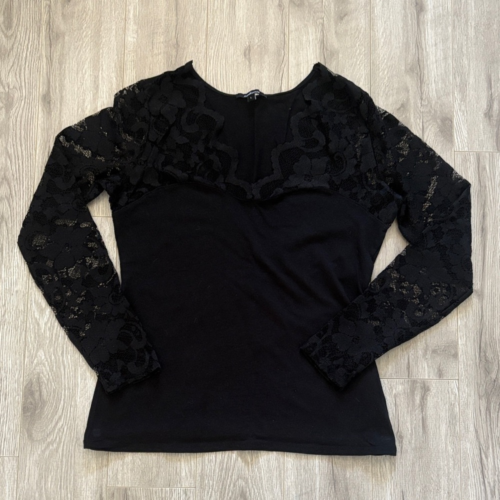 Ambiance Black Lace Long Sleeve Blouse